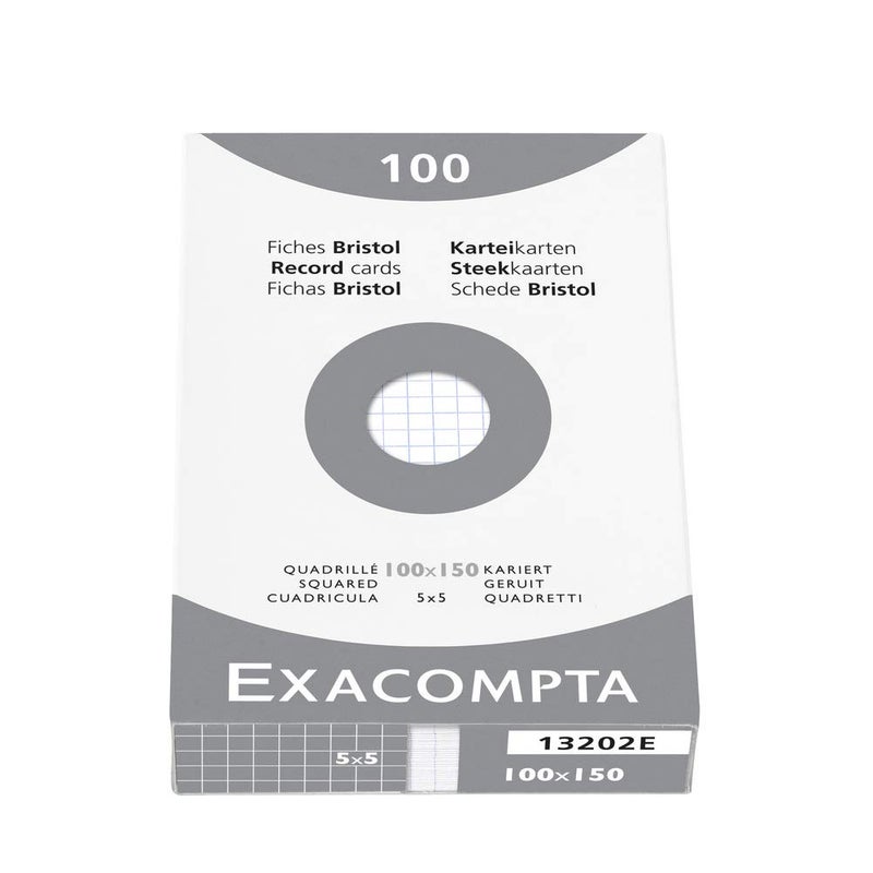 Exacompta - Ref 13202E - Bristol Squared Board for Printing (Pack of 100) - 100 x 150mm in Size, 205gsm Card, Compatible with Printers - Suitable for Exam Revision & Notes - White - Image 2